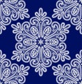 Vector White Snowflakes Lace Seamless Pattern. Royalty Free Stock Photo